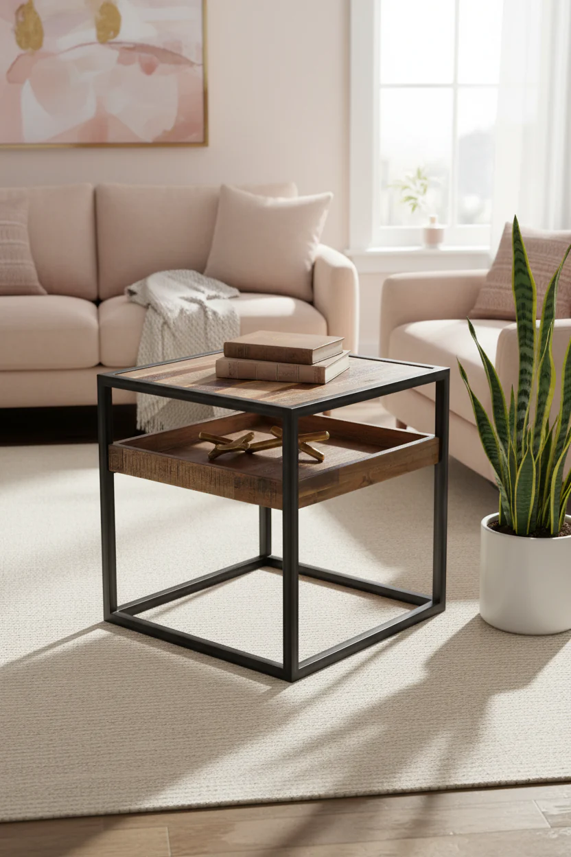 Ludgate Industrial Rustic Side Table - Image 4