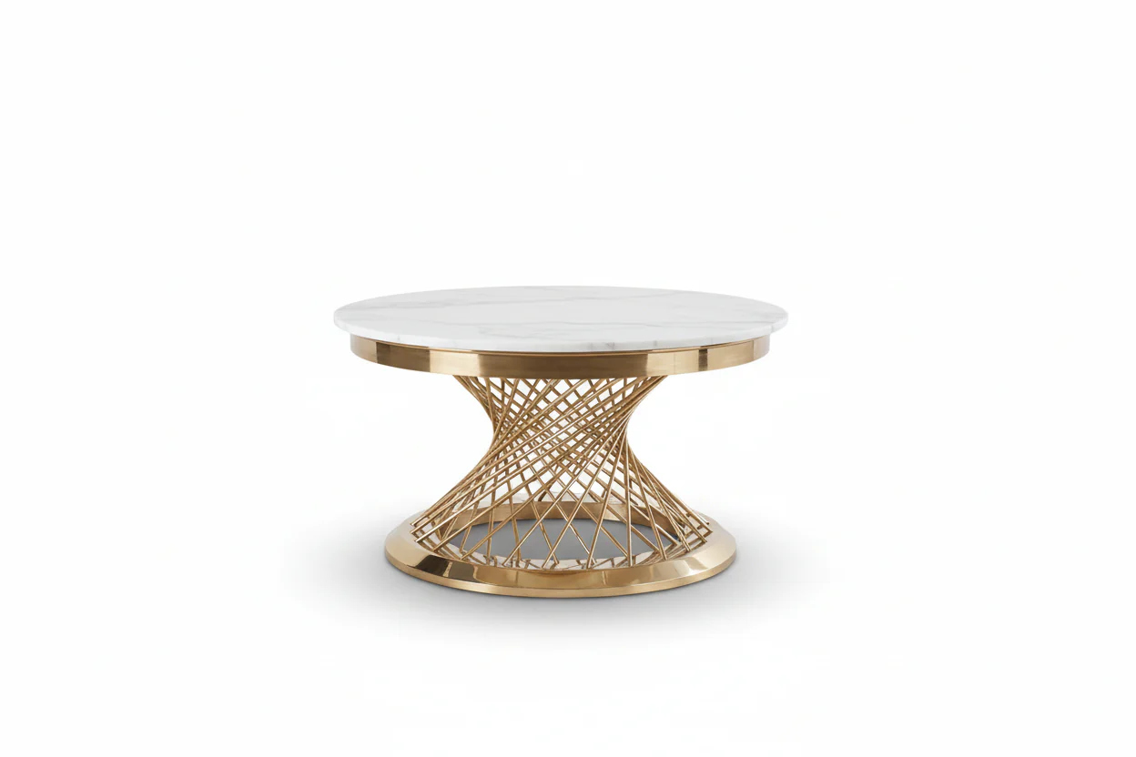 Luxe Spiral Gold Coffee Table Set