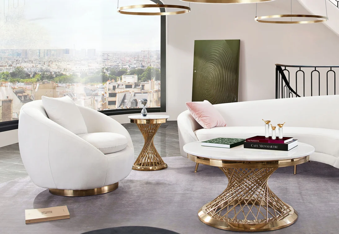 Luxe Spiral Gold Coffee Table Set - Image 5