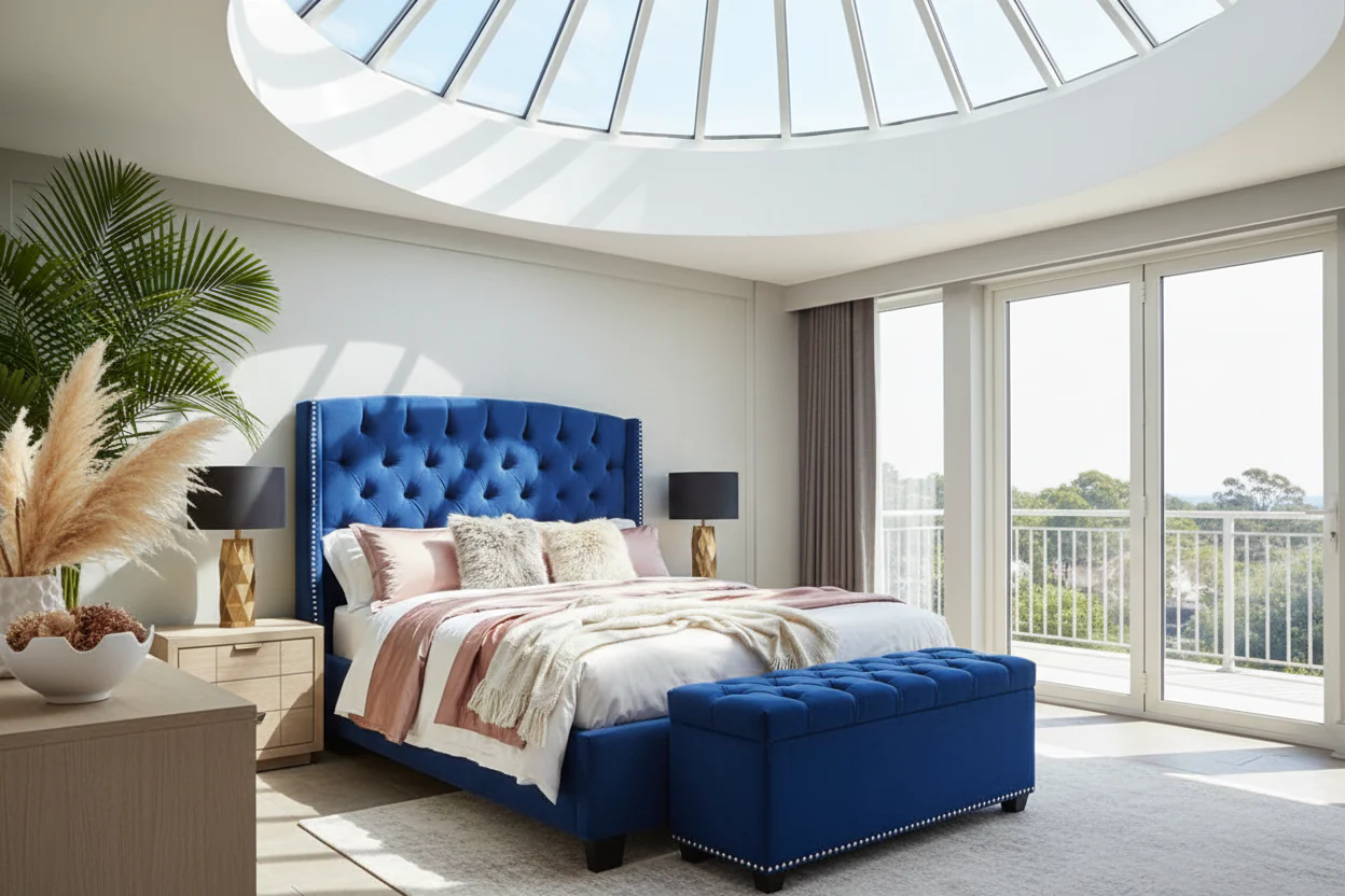 Majestic Velvet Tufted Wingback Bed - Image 3