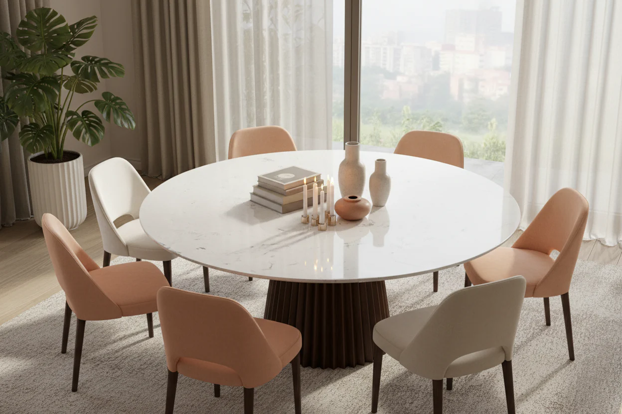 Marble - Luxe Round Dining Table - Image 4