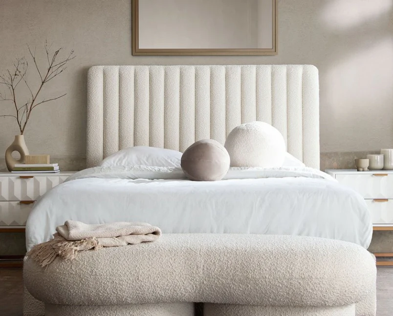 Modern Bouclé Upholstered Bed - Image 11