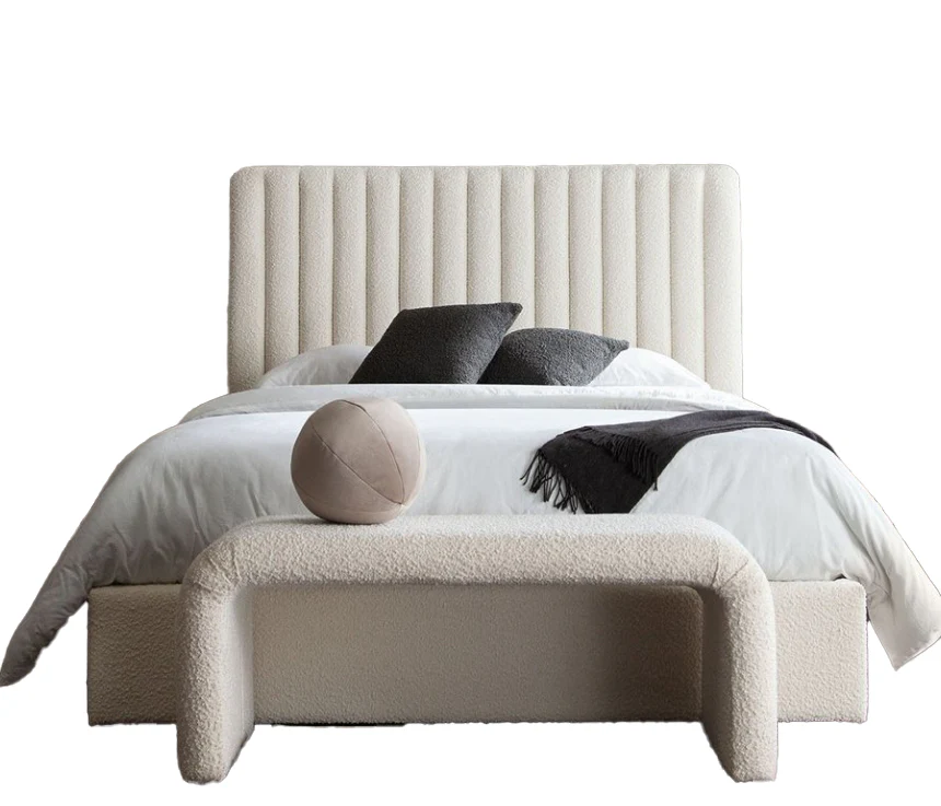 Modern Bouclé Upholstered Bed - Image 13