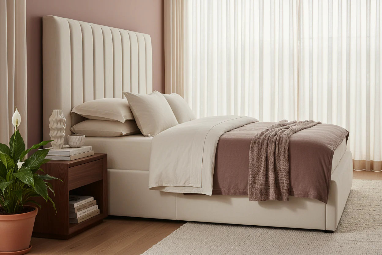 Modern Bouclé Upholstered Bed - Image 4
