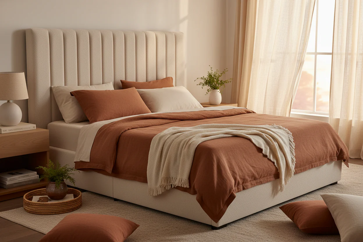 Modern Bouclé Upholstered Bed - Image 5