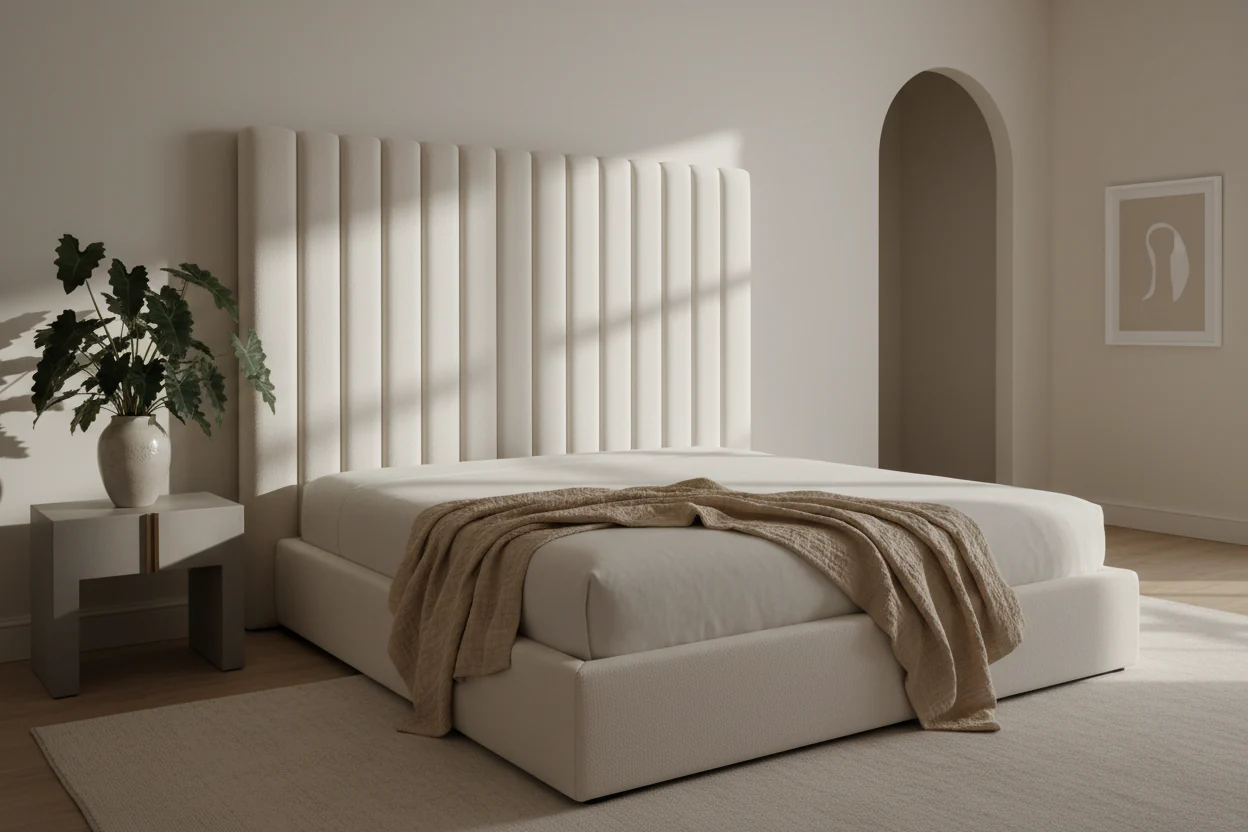 Modern Bouclé Upholstered Bed - Image 6