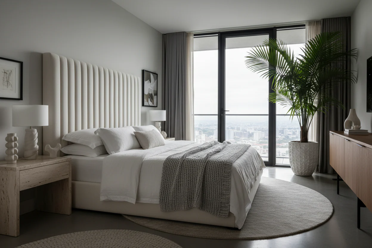 Modern Bouclé Upholstered Bed - Image 8