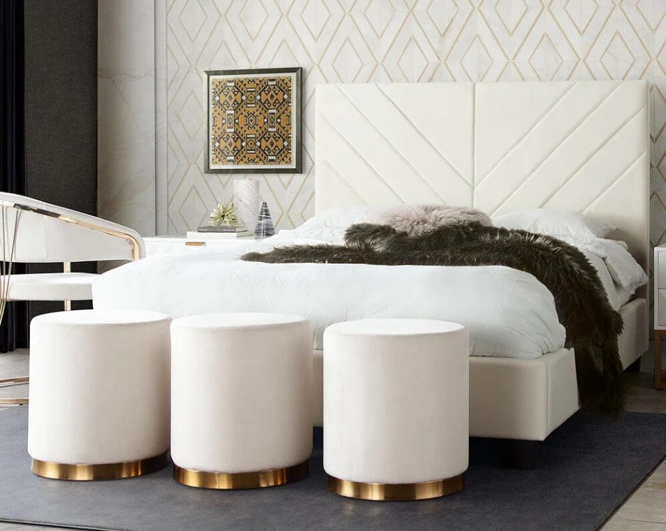 Modern Chevron Upholstered Platform Bed - Image 11