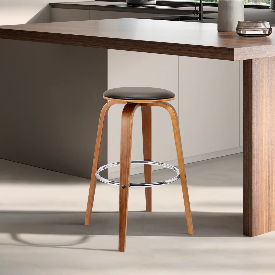Modern Curved Wood Counter Stool