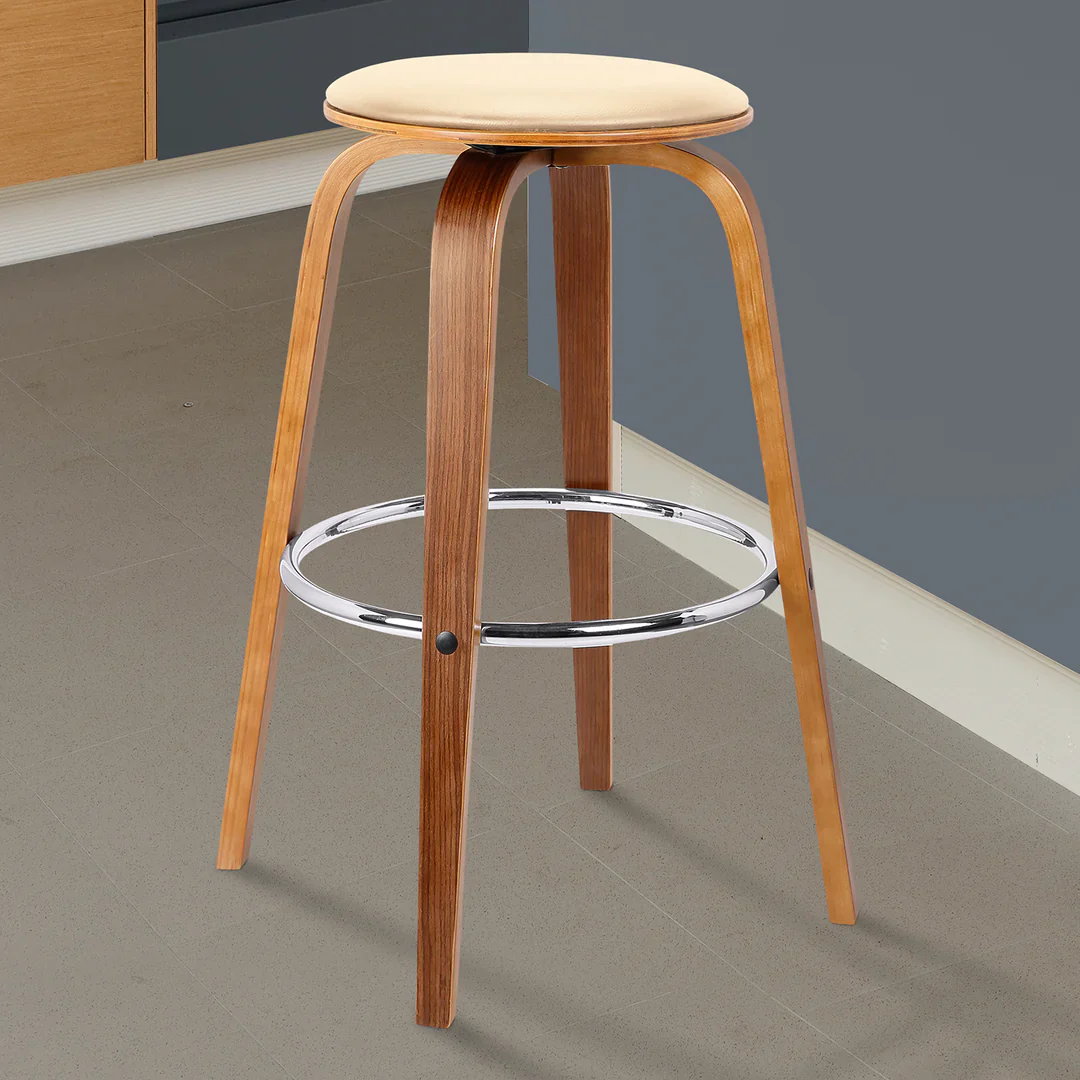 Modern Curved Wood Counter Stool - Image 5