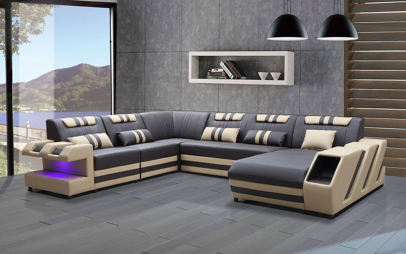 Aero Leather LED Sectional - Image 29