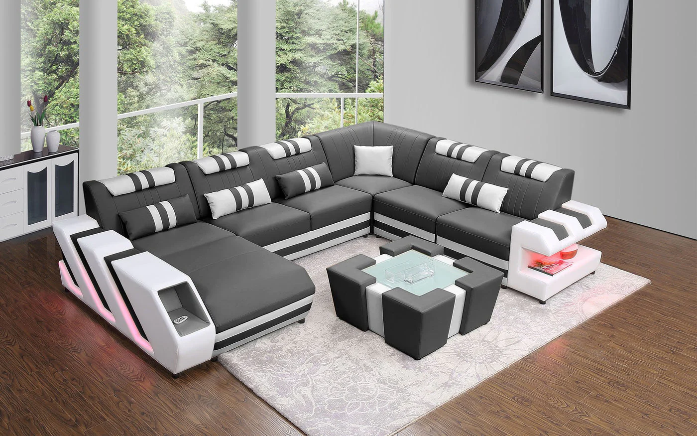 Aero Leather LED Sectional - Image 36