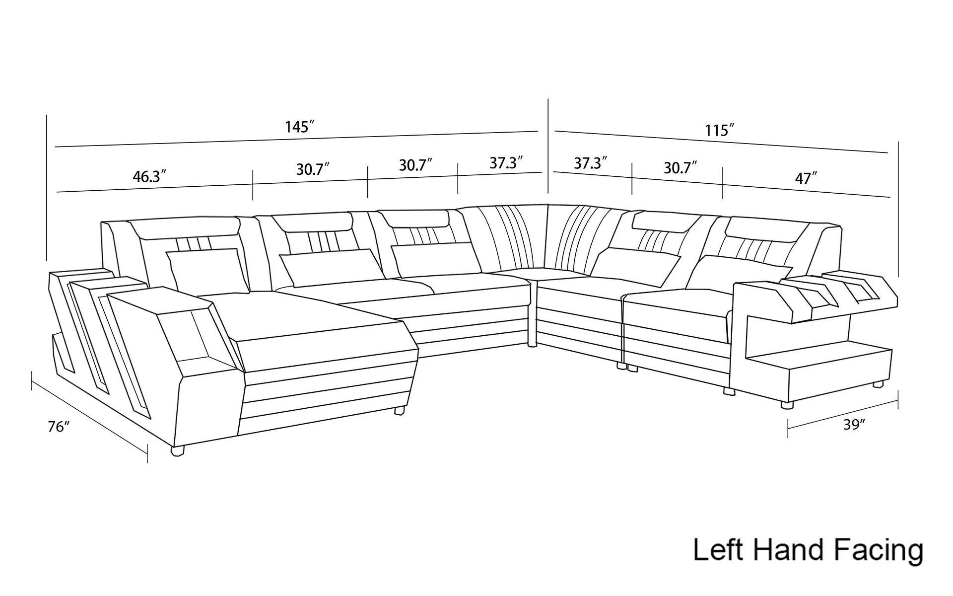 Aero Leather LED Sectional - Image 39