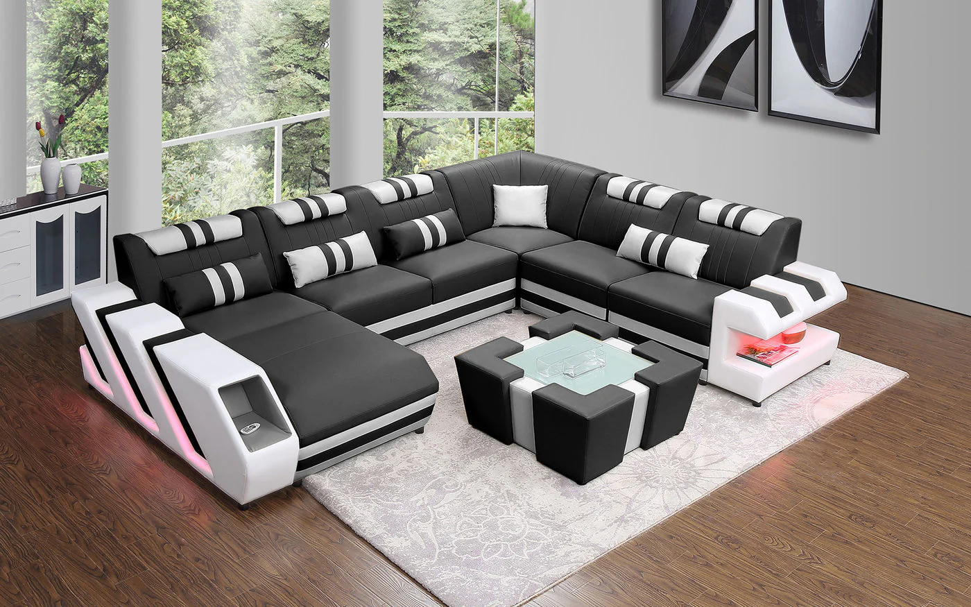 Aero Leather LED Sectional - Image 4