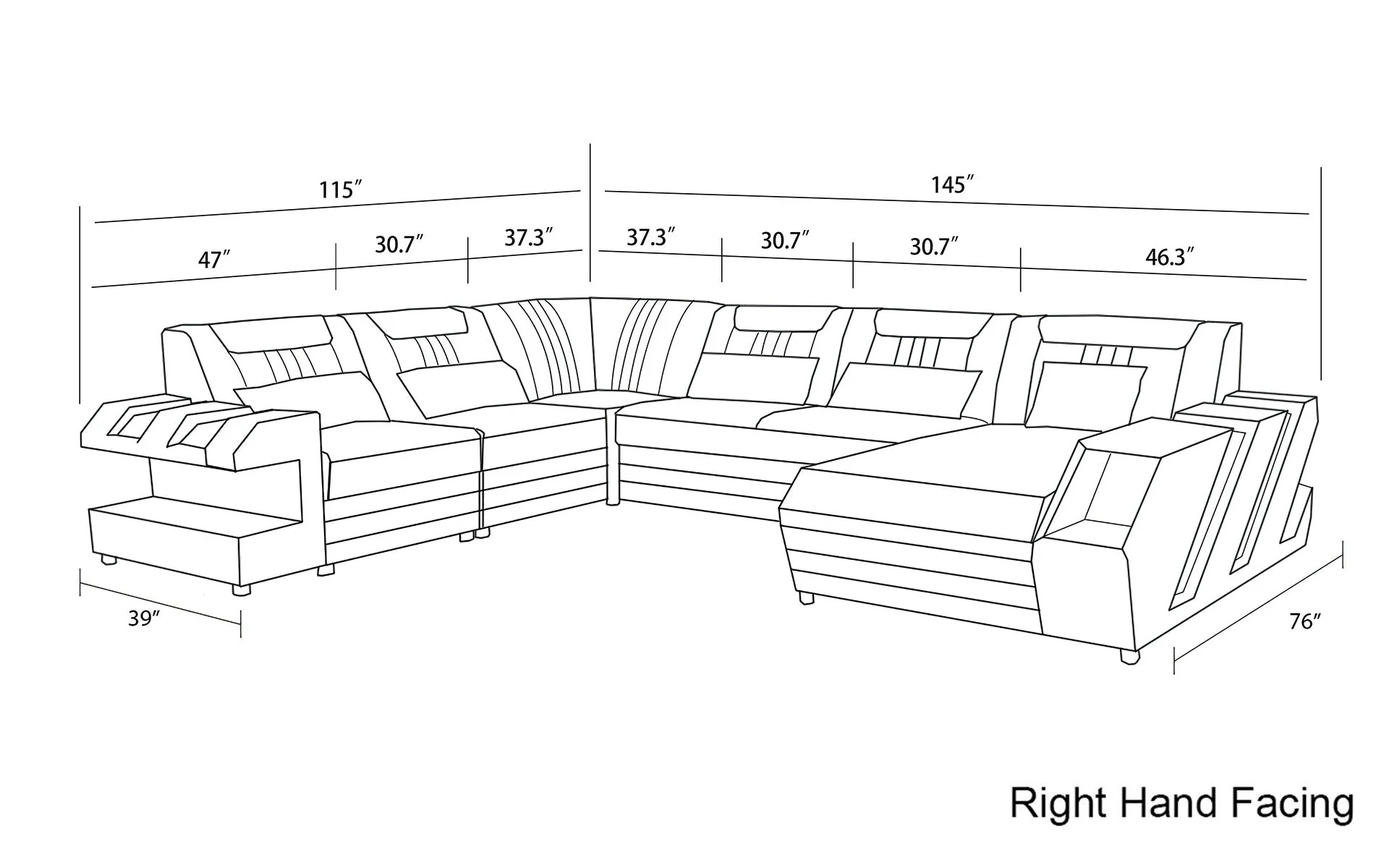 Aero Leather LED Sectional - Image 40