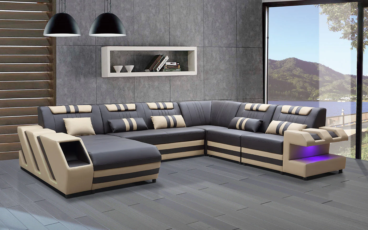 Aero Leather LED Sectional - Image 5