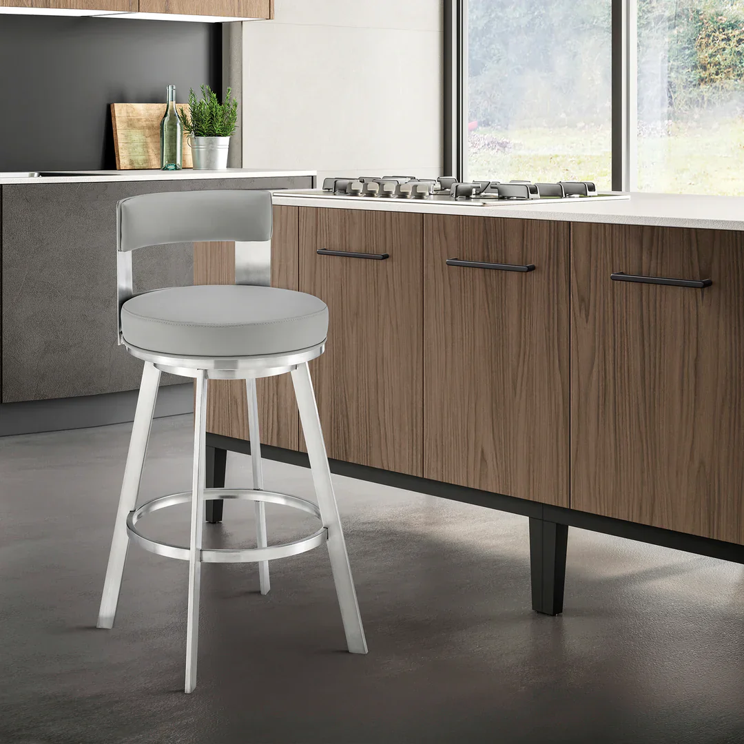 Modern Round Back Swivel Bar Stool - Image 10