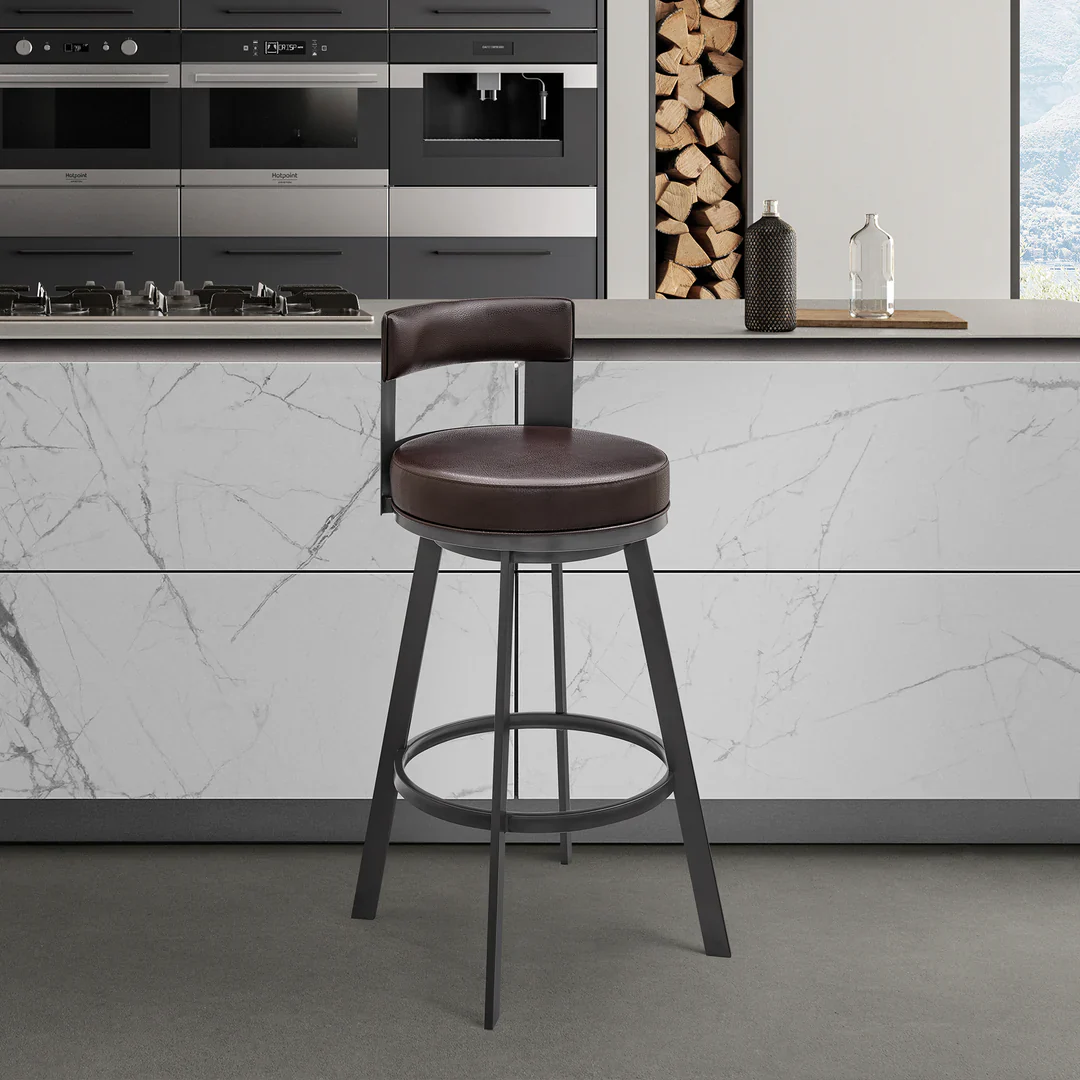 Modern Round Back Swivel Bar Stool - Image 4