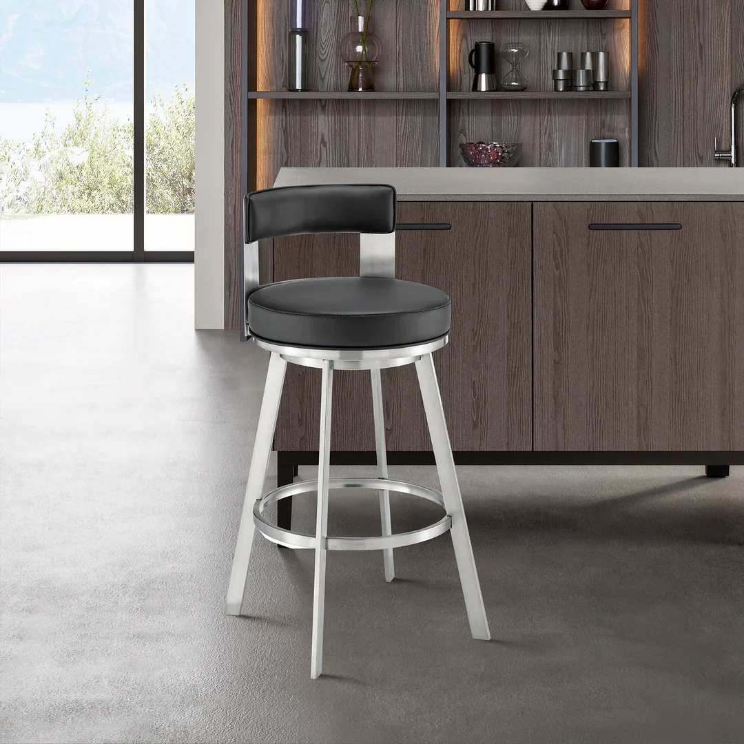 Modern Round Back Swivel Bar Stool - Image 7
