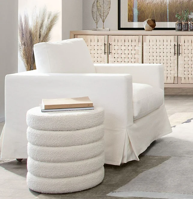 Modern Textured Pouf Ottoman - Image 2