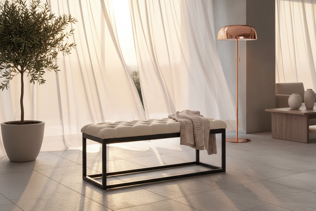 Modern Tufted Ottoman - Image 3