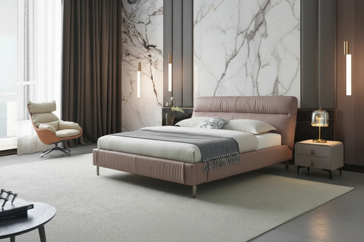 Nest Tucked Leather Bed - Image 7