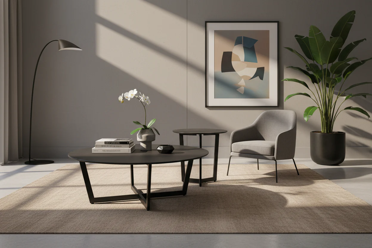 Onyx Minimalist Round Coffee Table Set - Image 10