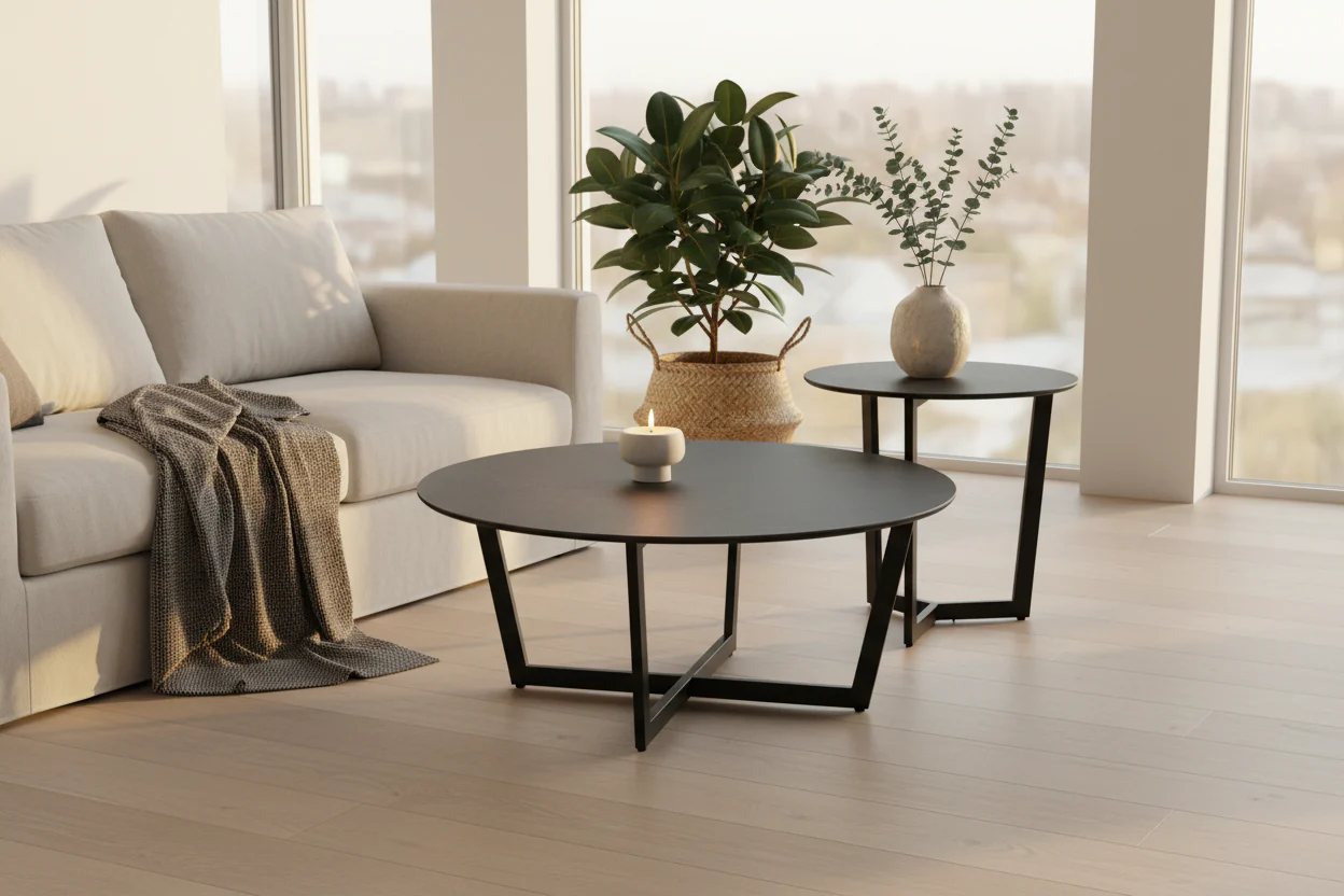 Onyx Minimalist Round Coffee Table Set - Image 11