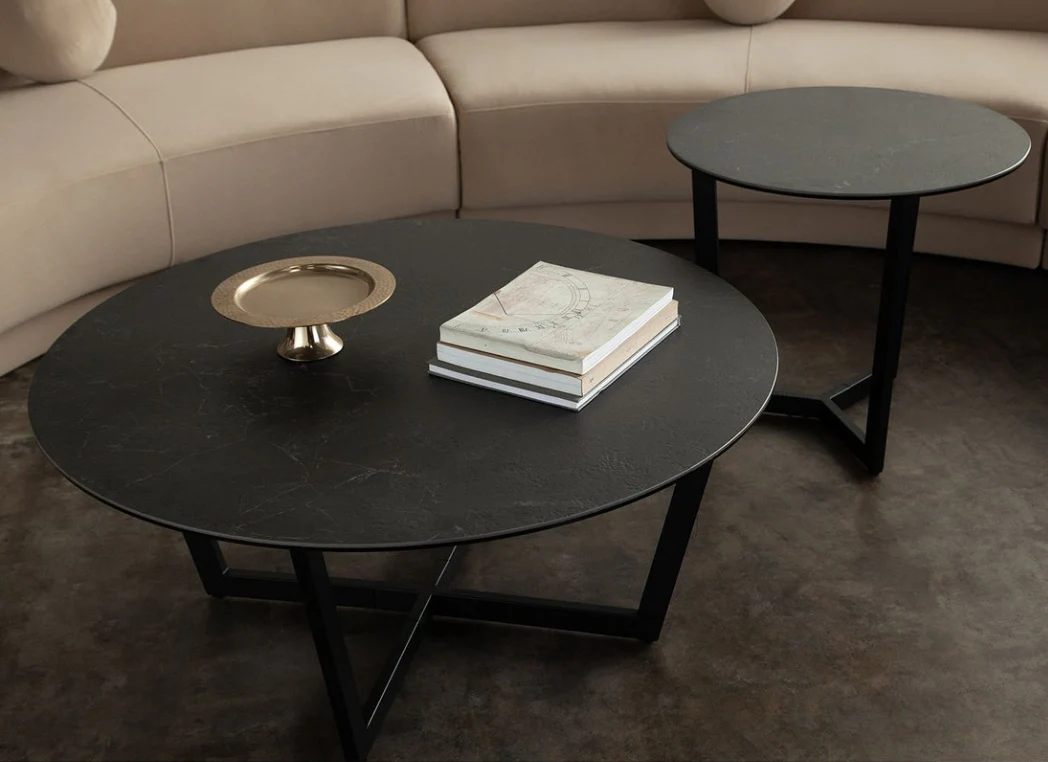 Onyx Minimalist Round Coffee Table Set - Image 3