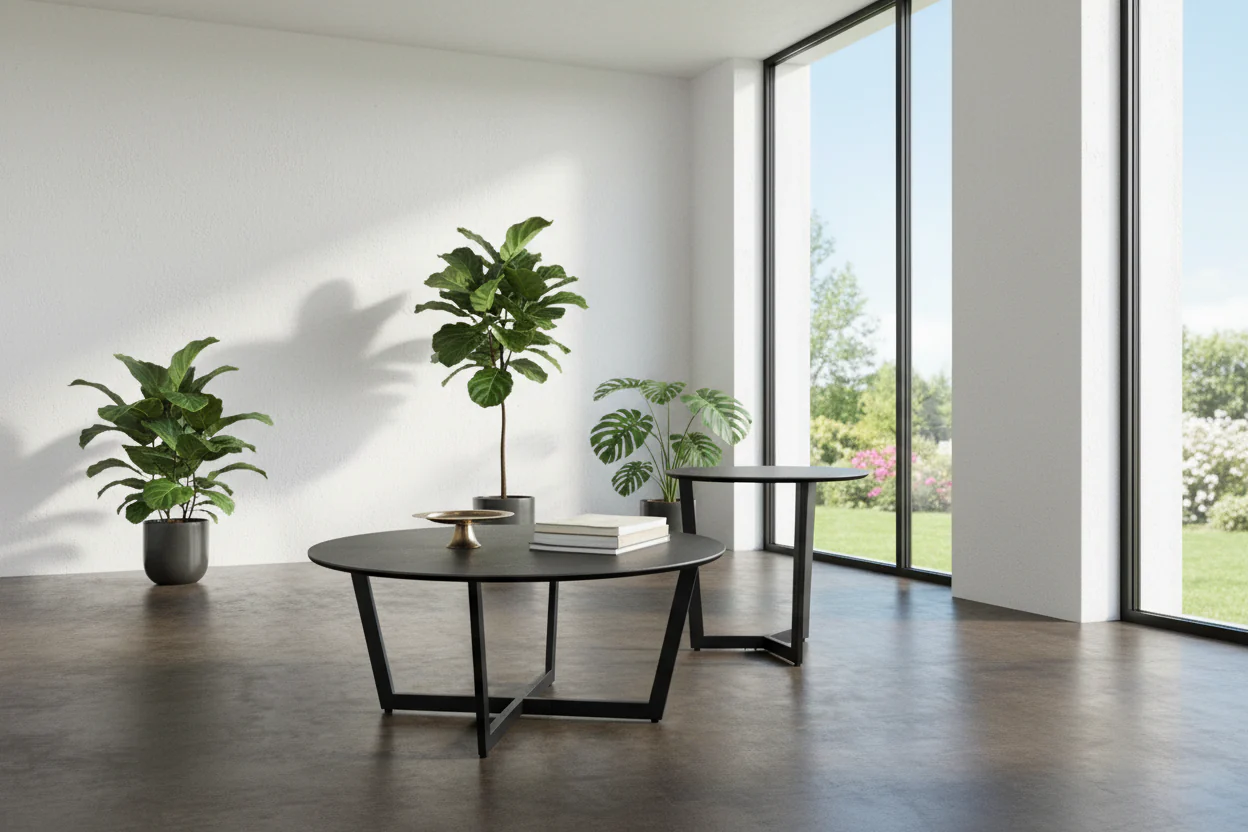 Onyx Minimalist Round Coffee Table Set - Image 4