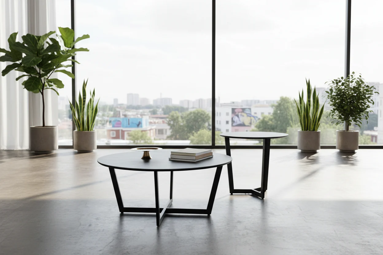Onyx Minimalist Round Coffee Table Set - Image 6