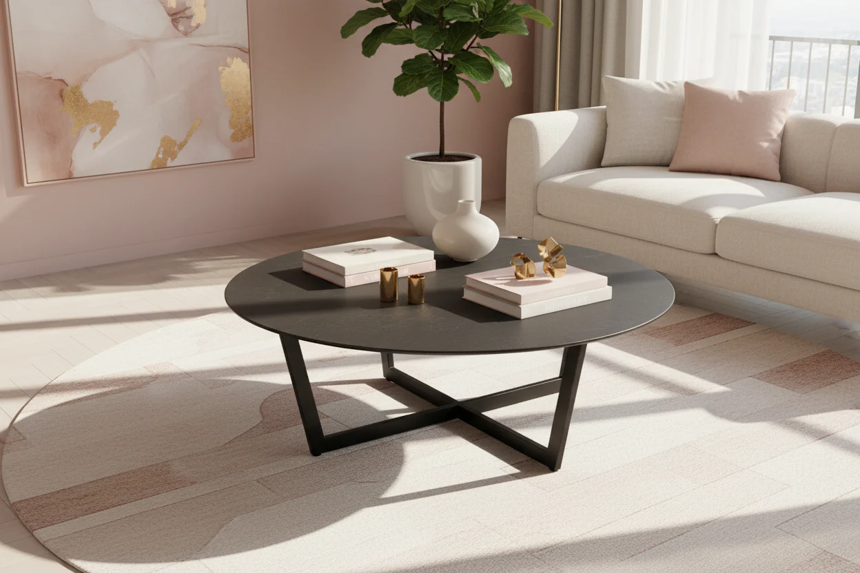 Onyx Minimalist Round Coffee Table Set - Image 8