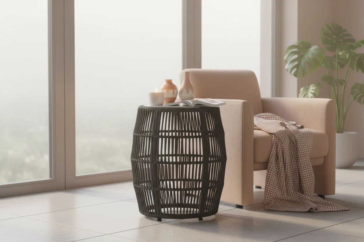 Opus Woven Indoor & Outdoor Garden Stool End Table - Image 4