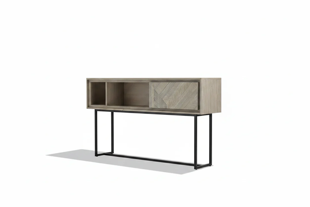 Peridot Rustic Wood and Metal Console Table