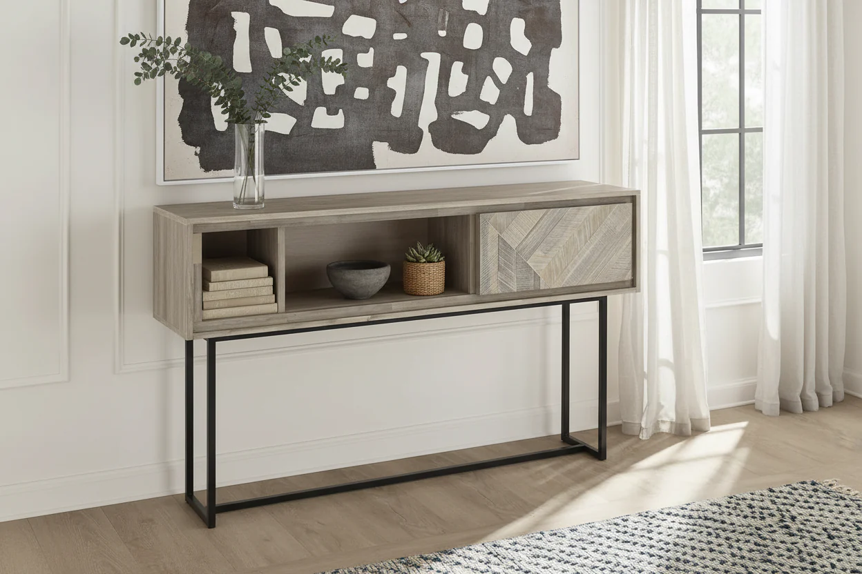 Peridot Rustic Wood and Metal Console Table - Image 4