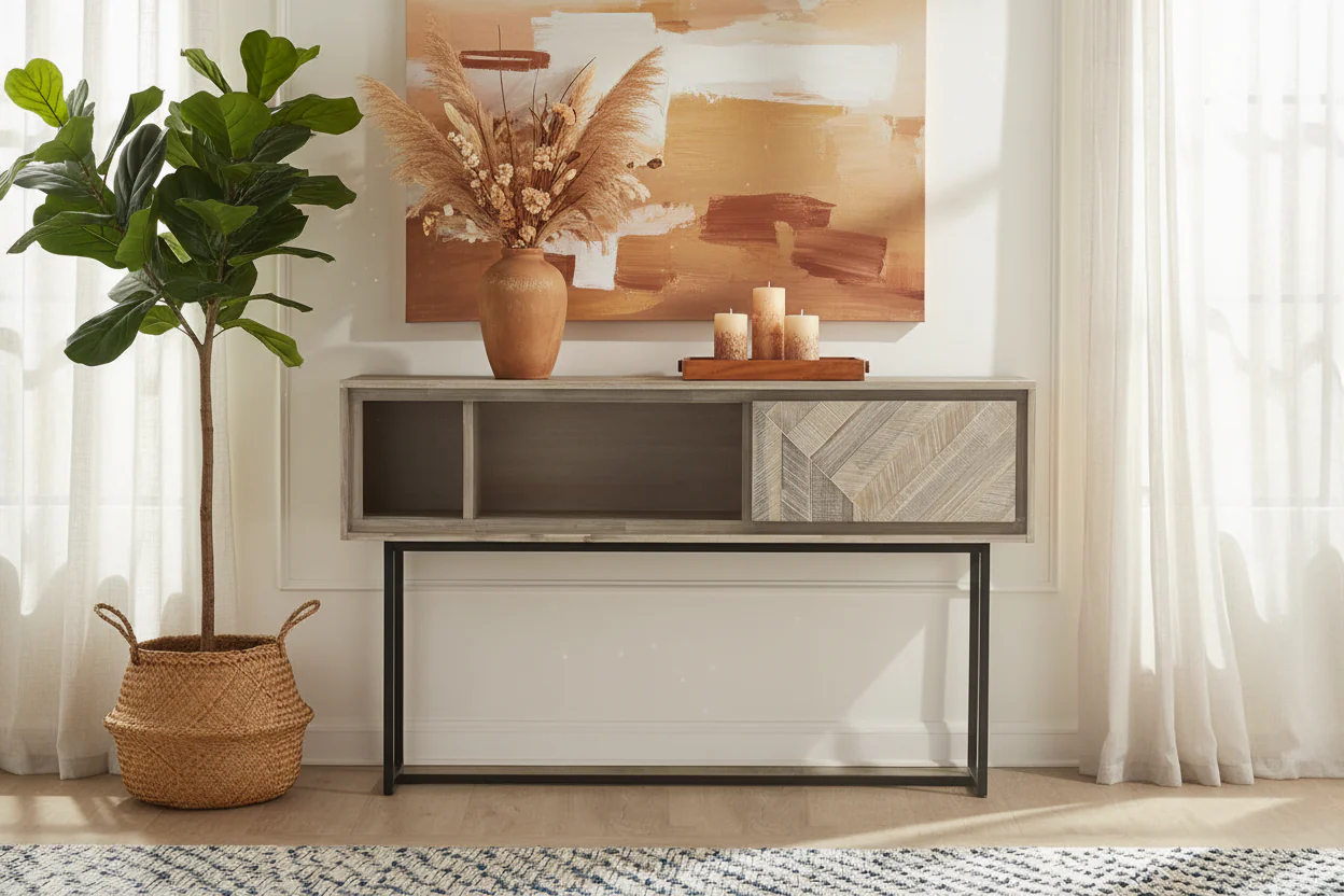 Peridot Rustic Wood and Metal Console Table - Image 5
