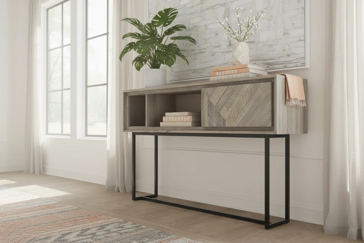Peridot Rustic Wood and Metal Console Table - Image 8