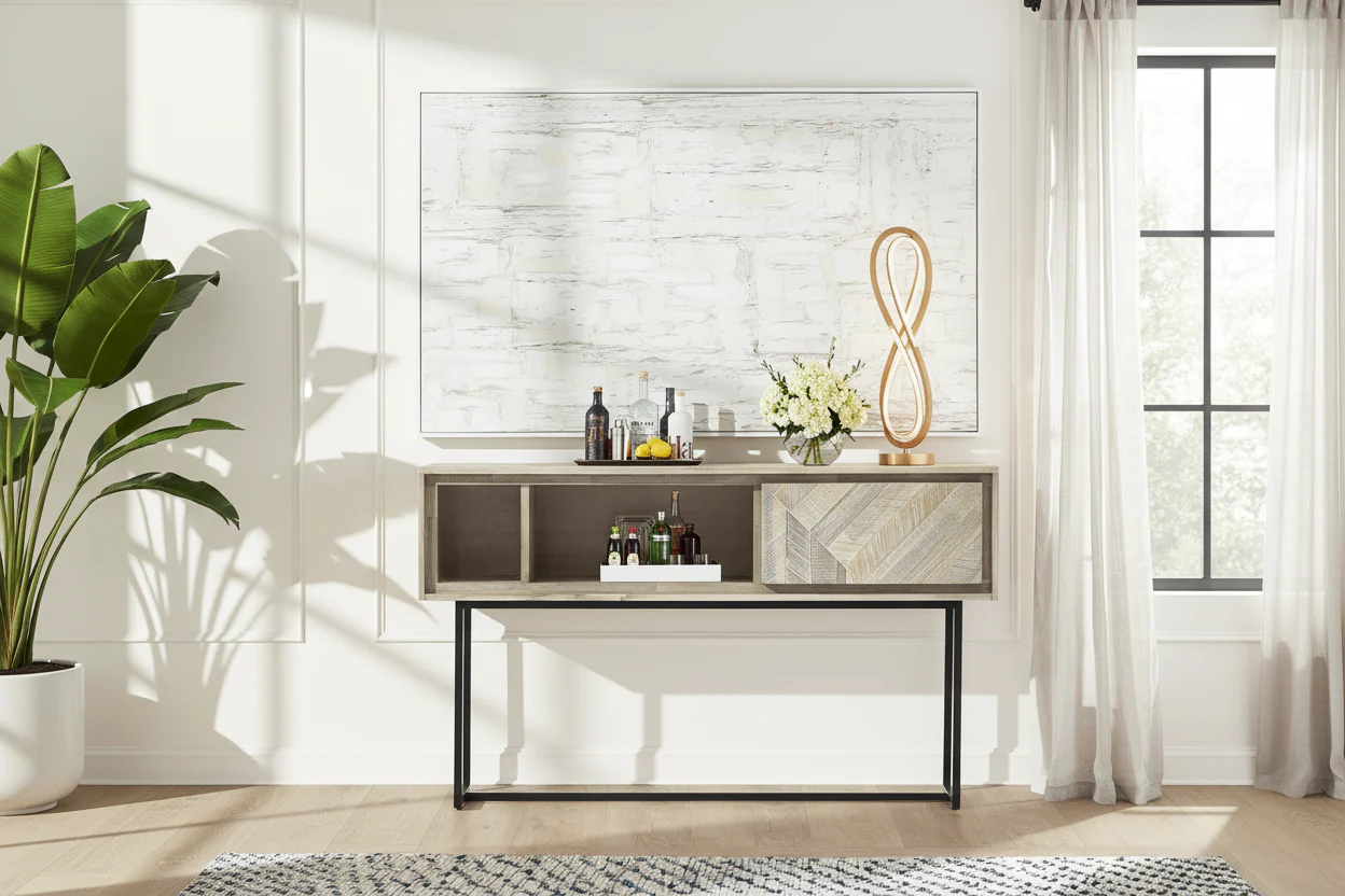 Peridot Rustic Wood and Metal Console Table - Image 9