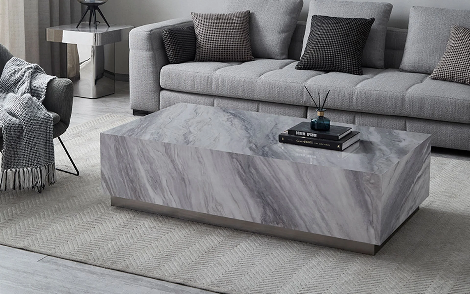 Perseus Sintered Stone Rectangle Coffee Table - Image 9