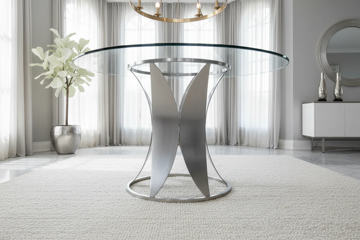 Petal Base Round Glass Dining Table - Image 8