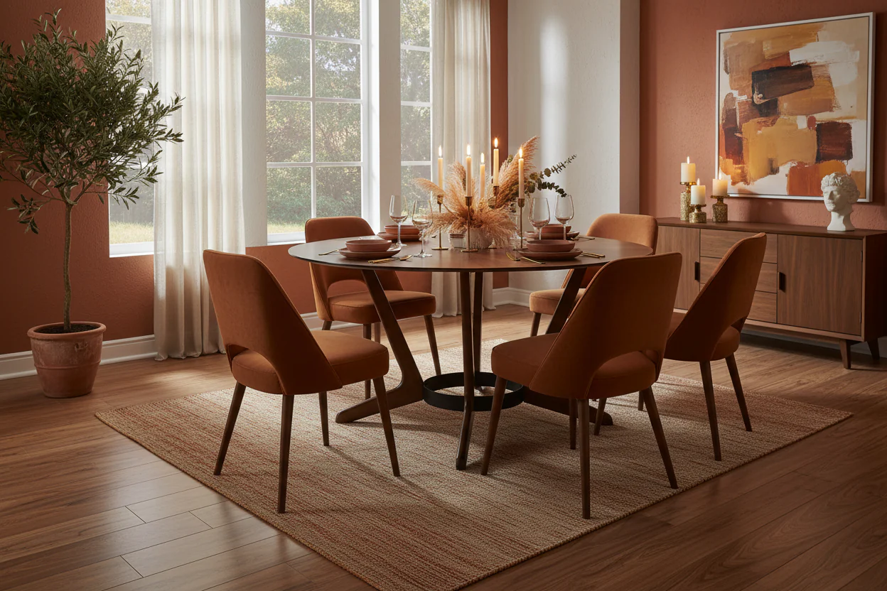 Santana Round Walnut Dining Table - Image 5