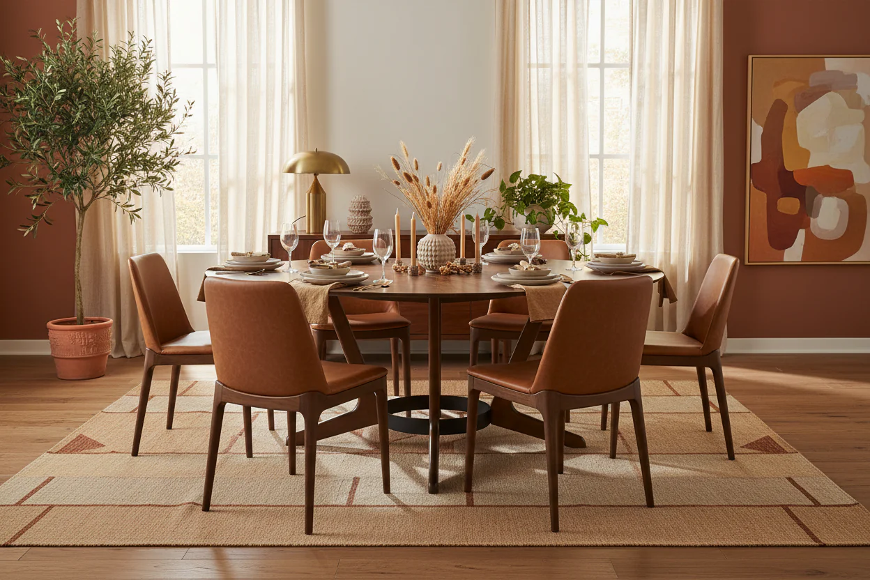 Santana Round Walnut Dining Table - Image 6