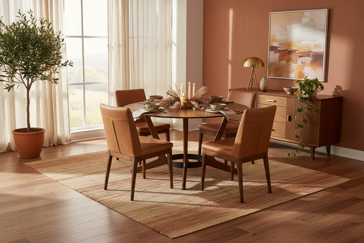 Santana Round Walnut Dining Table - Image 7