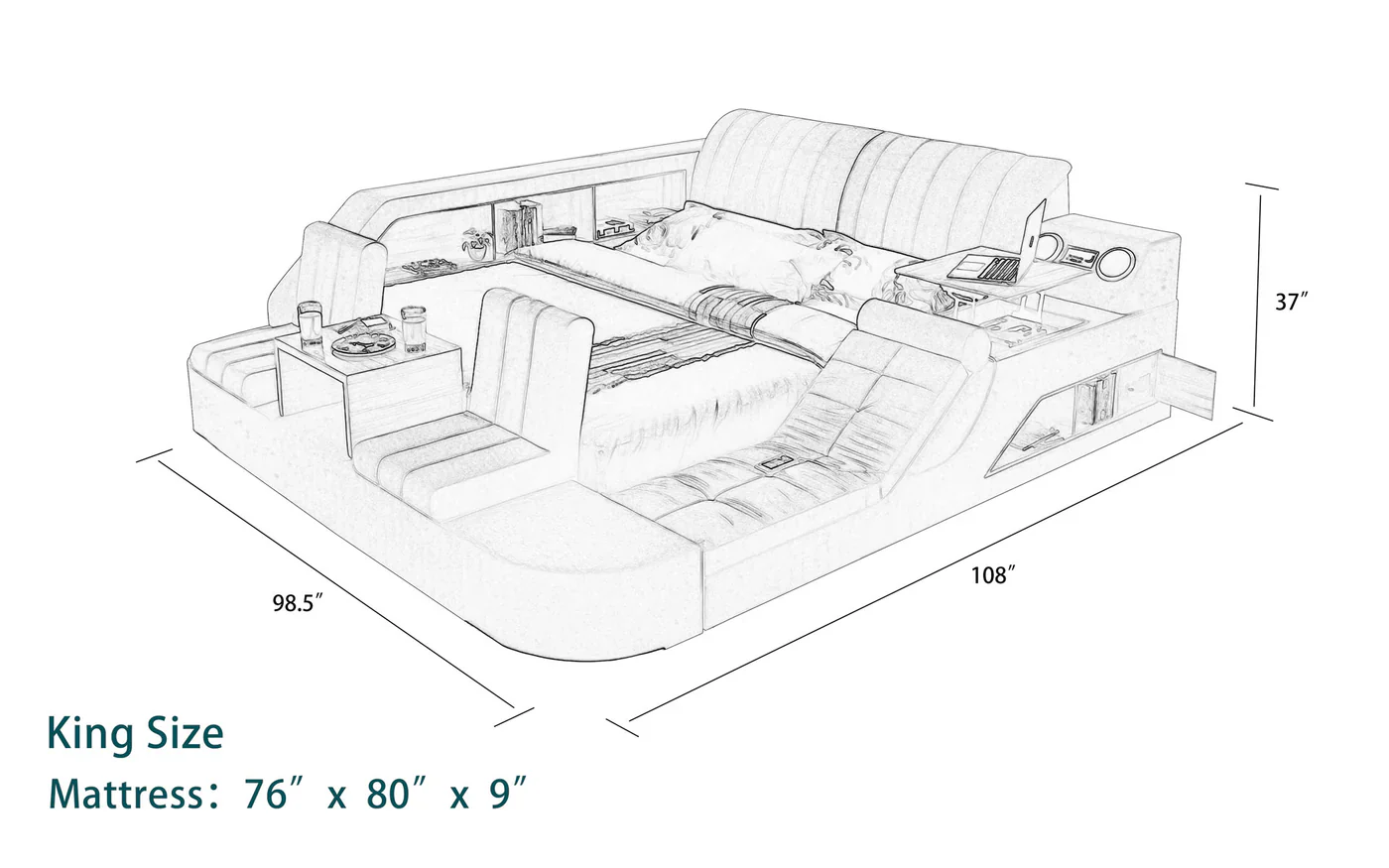 Secha Multifunctional Smart Bed - Image 11