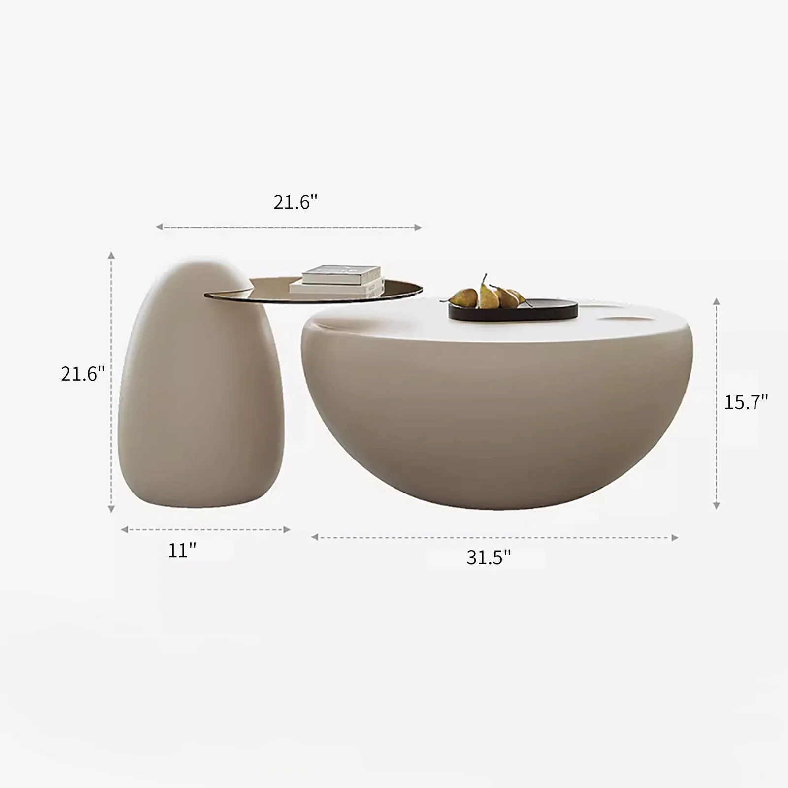 Serenity Pebble Coffee Table Set - Image 15