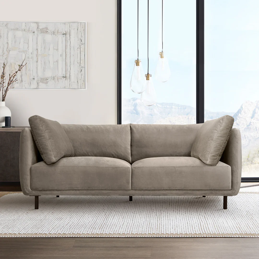 Serenity Taupe Velvet Sofa - Image 2