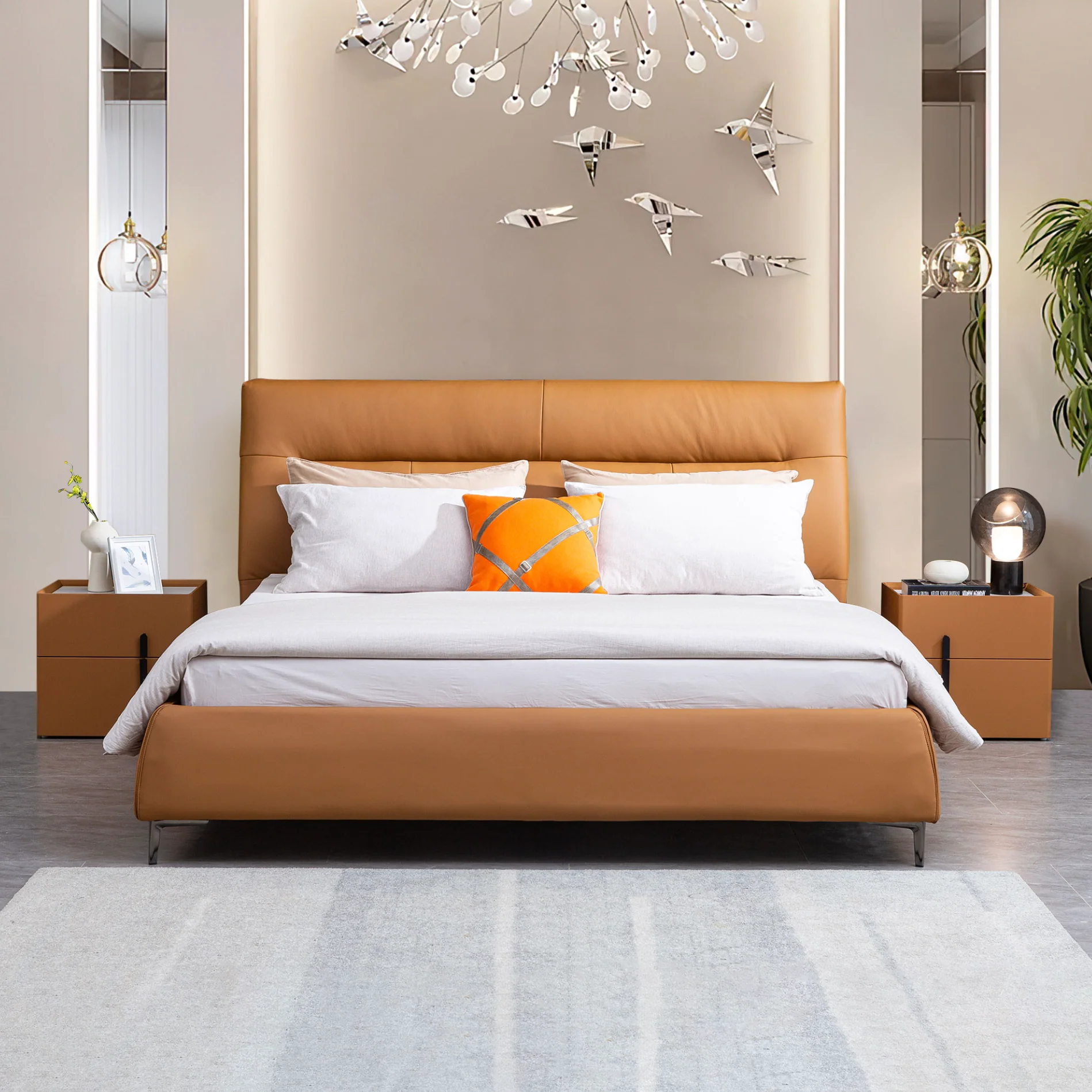 Sienna Modern Leather Bed - Image 2