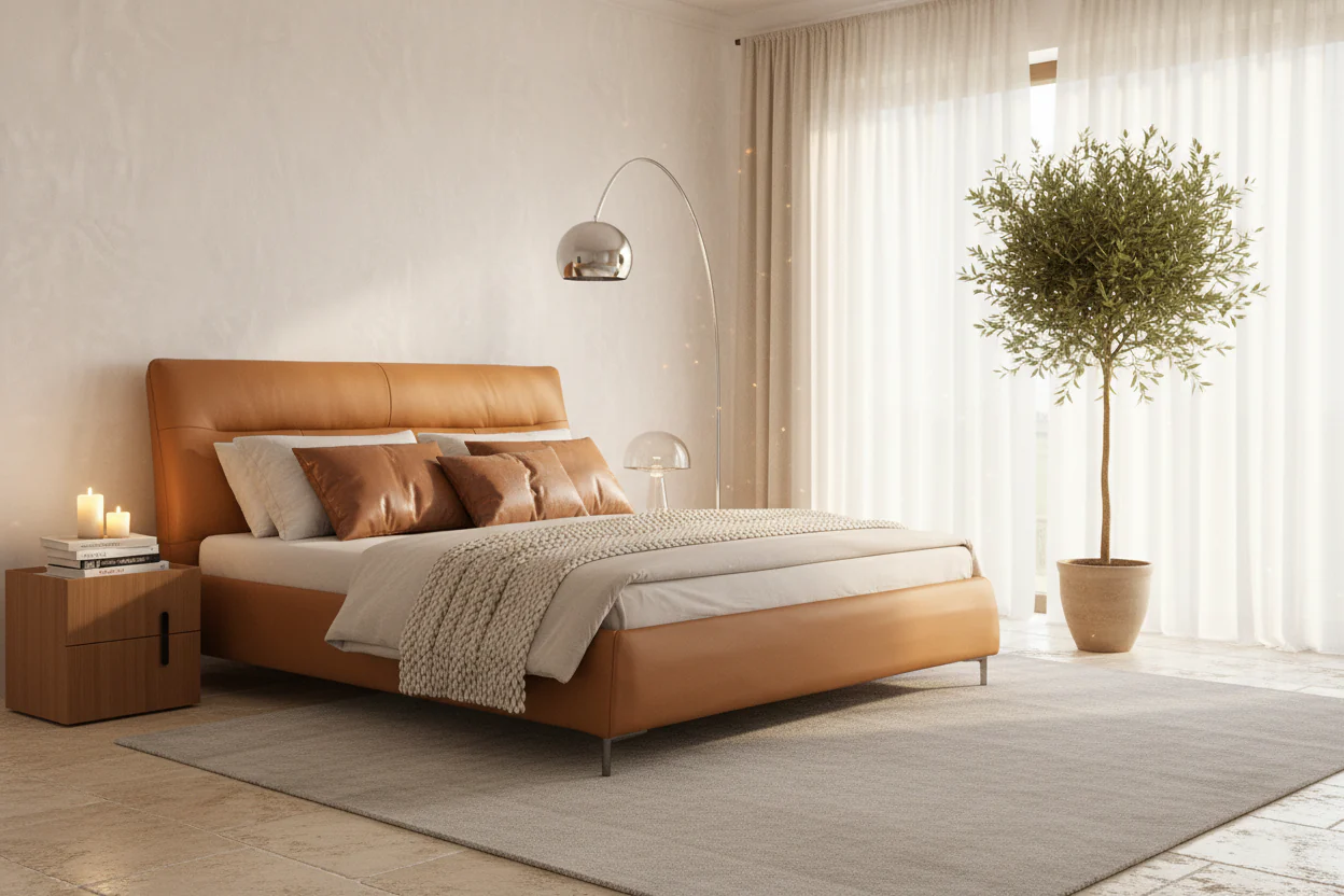 Sienna Modern Leather Bed - Image 5