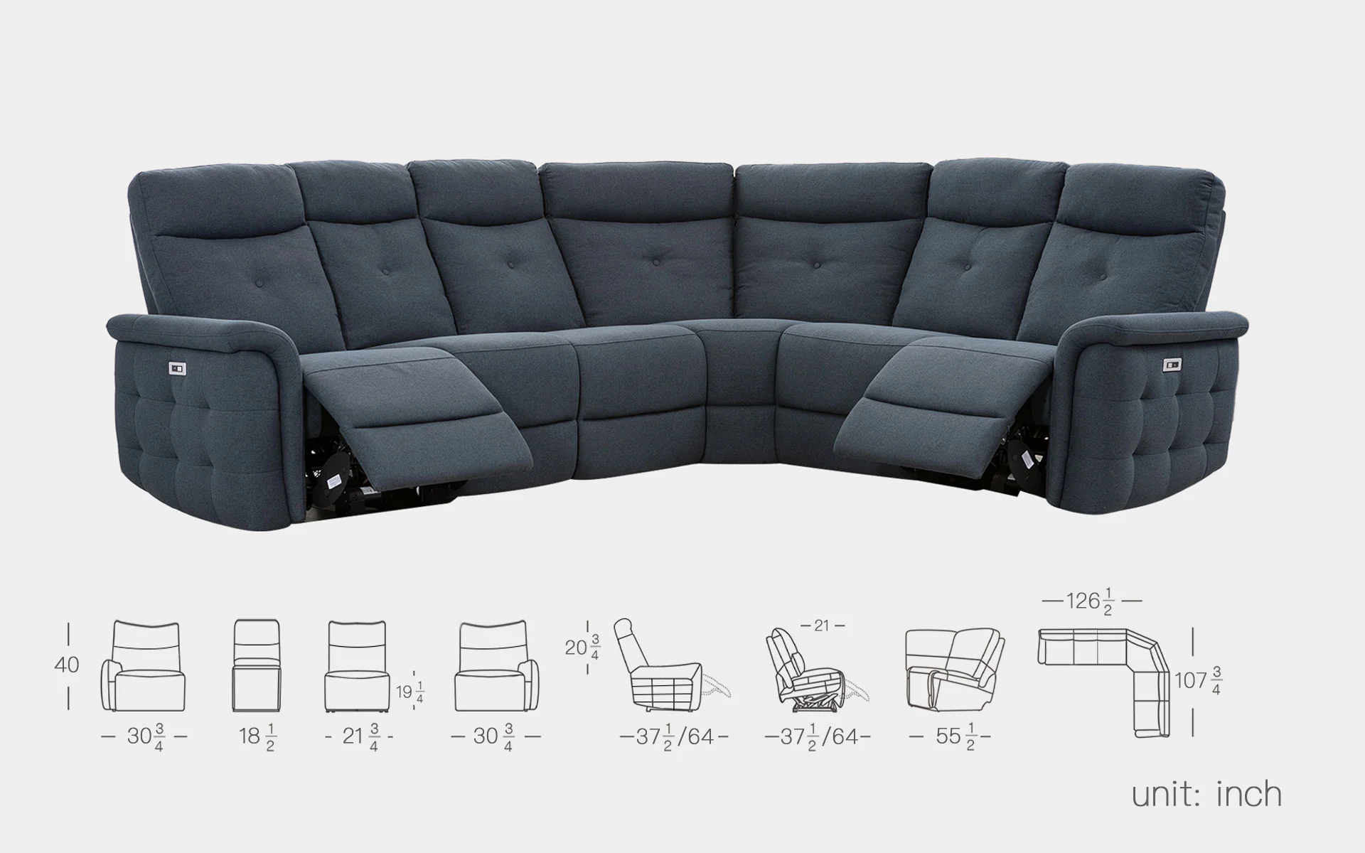 Skylar Modern Motion Reclining Sectional - Image 14