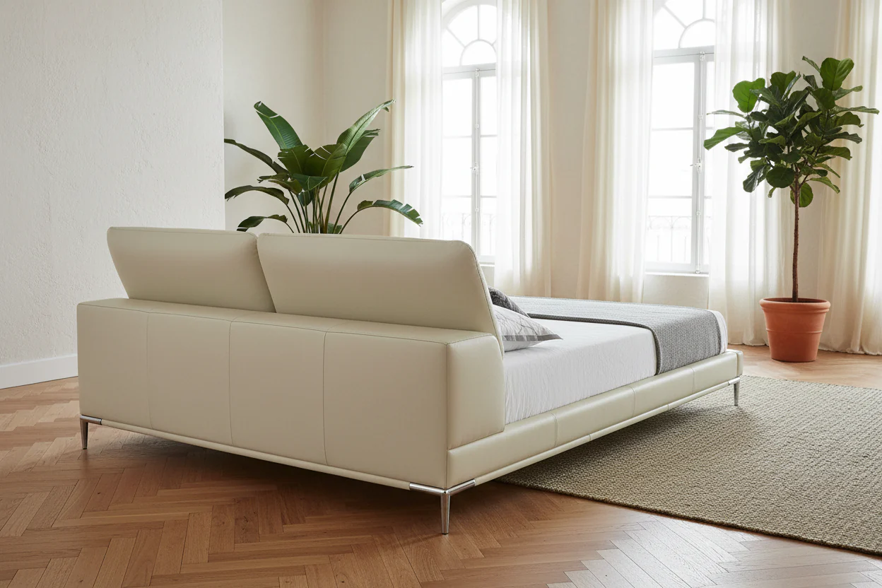 Sleek Horizon Leather Bed - Image 10